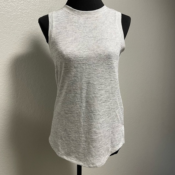 Athleta Tops - Athleta Grey & White Striped Crewneck Lightweight Tank Top Size XS